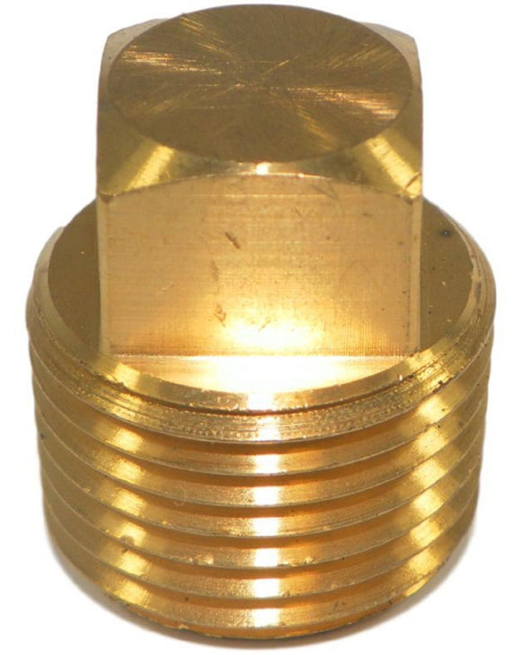 Big A Service Line 3-22180 Brass, Male Thread Square Head Plug NPT 1/2