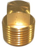 Big A Service Line 3-22180 Brass, Male Thread Square Head Plug NPT 1/2" Solid