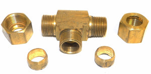 Big A Service Line 3-171860 Brass Pipe, Tee Fitting Kit 1/2" x 3/8"