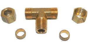 Big A Service Line 3-17264 Brass Pipe, Tee Fitting Kit 3/8" x 1/4"