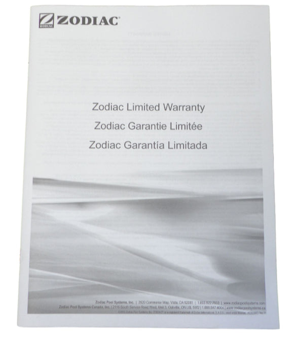 Zodiac H0333803 Limited Warranty Booklet Guide