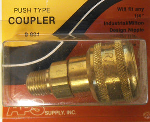 9-691 1/4" Male Industrial Milton Design Nipple Coupler Push Type FREE SHIP