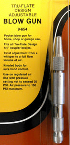 Tru-Flate Adjustable Blow Gun 1/4" coupler Twist adjust Knurled 30 150 psi 9-654