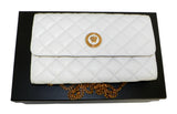 Versace DBSI159S White Medusa Head Quilted Leather Wallet on Chain Crossbody Bag