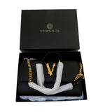 Versace 1006264 Grainy Medium Chain Crossbody Bag Black