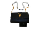 Versace 1006264 Grainy Medium Chain Crossbody Bag Black