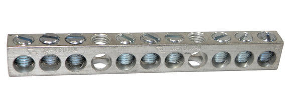 NSI 4-14 11 Holes 9 Circuits Aluminum Neutral Bar 4-14 AWG