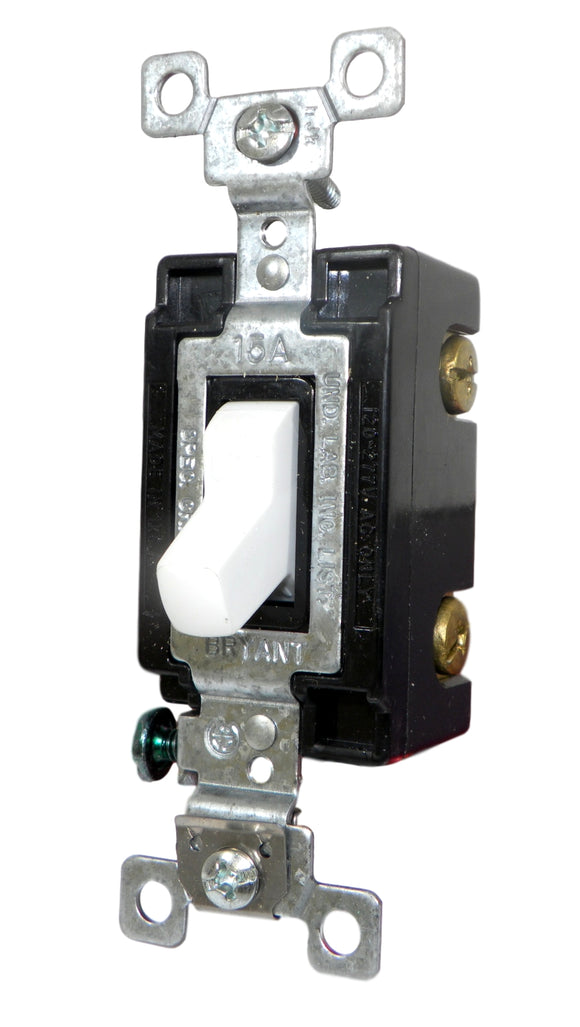 Hubbell CS115-BW Commercial Grade, Toggle Switch Single Pole, 15A 120/277V AC