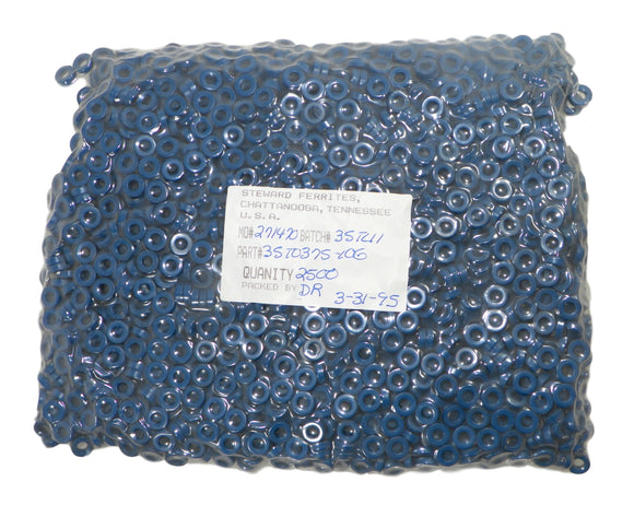 Steward 35T0375-10G Blue Ferrite Core, 4.07mm, 10.55mm, 3.73mm I.D., 2500 Pcs