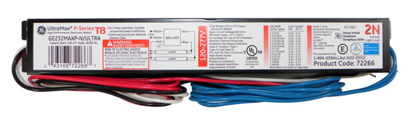 GE Lighting 72266 GE232MAX-N/ULTRA 120/277V T8 Multi-Volt Instant Start Ballast