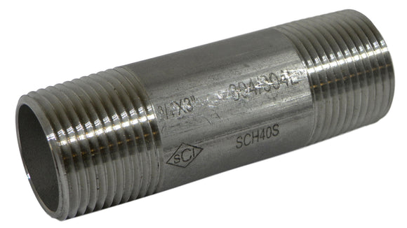 SCI CTV050133 3/4″ × 3″ Schedule 40 304/304L Stainless Steel Welded Nipple