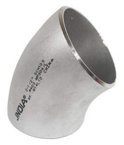 JNDIA Butt Weld SCH10S WP304L 2-1/2" Stainless Steel Short Radius 90° Elbow