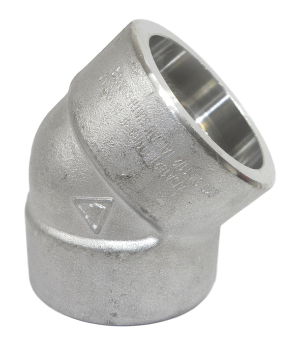 SCI IS4L3S4J 1-1/2 in. Socket 3000# 304L Stainless Steel 45 Degree Elbow