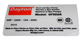 Dayton 5PXE8A 3HP Motor Only 230V 3450 RPM for Dayton 5PXE8A Pool & Spa Pumps