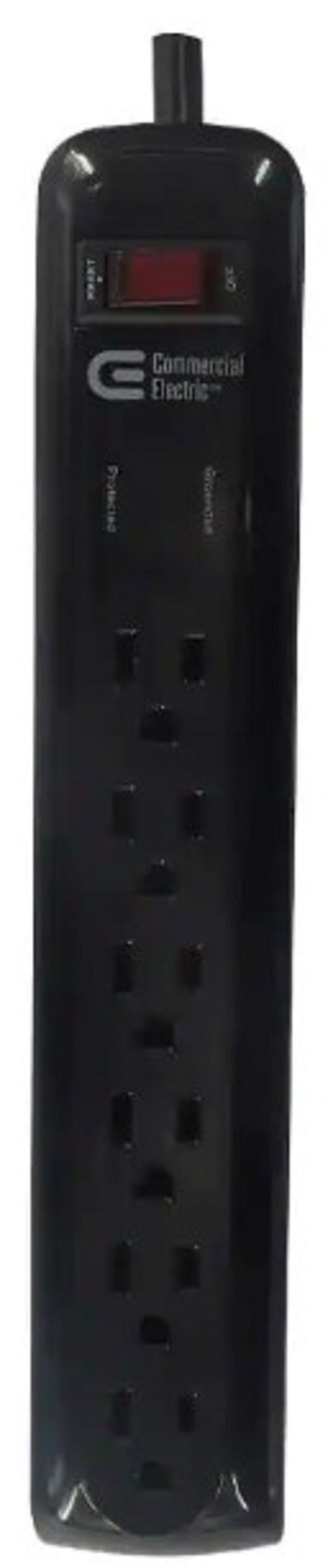 Commercial Electric YLPT-43B 6-Outlet Surge Protector 45 Degree Flat Angle Plug